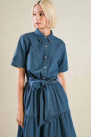 Absolute Edge Denim Midi Dress