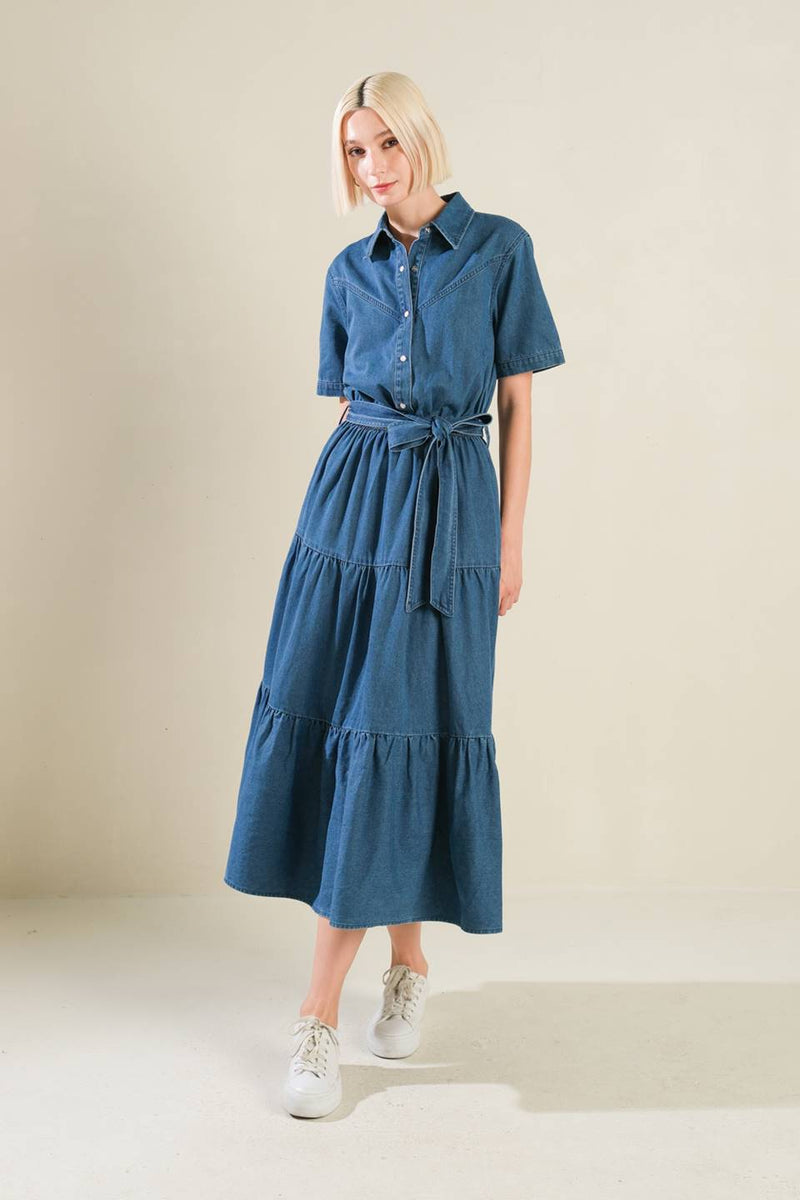 Absolute Edge Denim Midi Dress