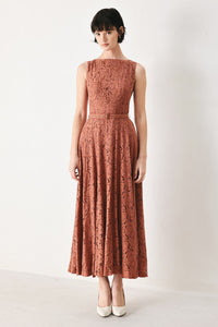 TRUE ROMANCE WOVEN LACE MIDI DRESS