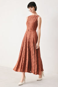 TRUE ROMANCE WOVEN LACE MIDI DRESS