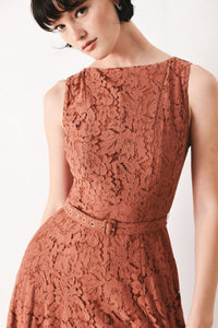 TRUE ROMANCE WOVEN LACE MIDI DRESS