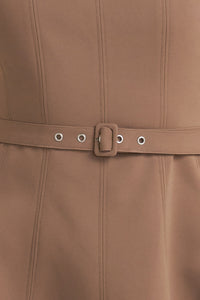 LIVING THE DREAM BROWN WOVEN MIDI DRESS