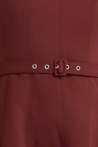 LIVING THE DREAM WINE WOVEN MIDI DRESS