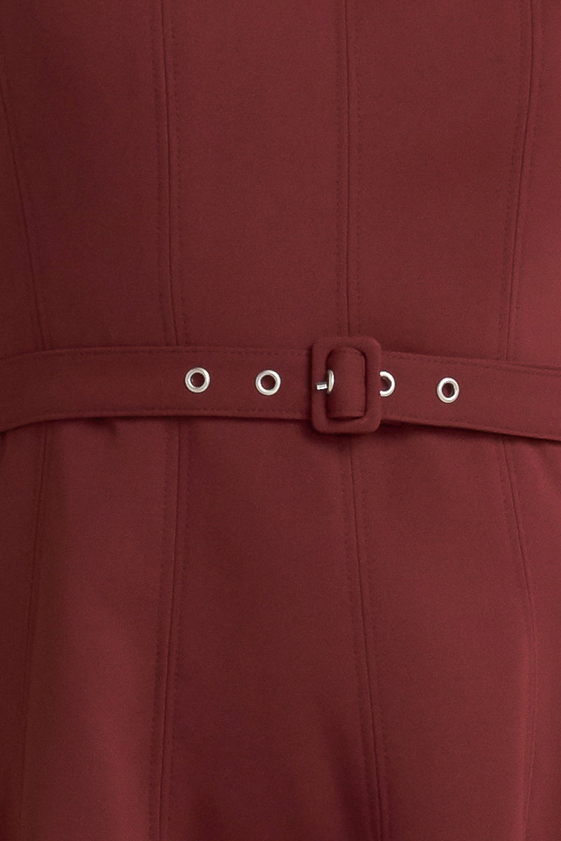 LIVING THE DREAM WINE WOVEN MIDI DRESS