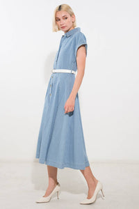 SOAK IN THE SUN DENIM MIDI DRESS