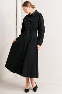 CHARMING DECISION WOVEN MIDI DRESS