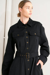 CHARMING DECISION WOVEN MIDI DRESS