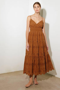 LUMINOUS BLISS WOVEN EYELET MIDI DRESS
