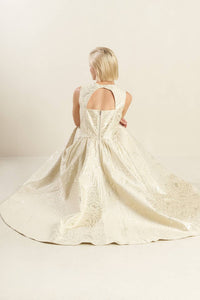 CHECK YOURSELF CHAMPAGNE WOVEN MIDI DRESS