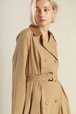 Falling Leaves Woven Midi Trench Coat