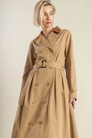 Falling Leaves Woven Midi Trench Coat