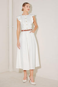 SOFT POWER STORY WOVEN MIDI DRESS