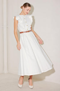 SOFT POWER STORY WOVEN MIDI DRESS