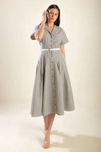 TIME TO EVOLVE WOVEN MIDI DRESS