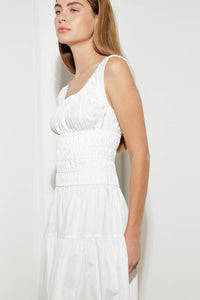 LOVELIEST LOOKS WHITE WOVEN MIDI DRESS