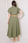 BUILD MY EMPIRE OLIVE WOVEN MIDI DRESS