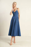 ROSEWOOD ROMANCE DENIM MIDI DRESS