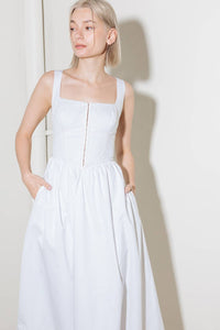 CATCH THE SUN IN WHITE  WOVEN MIDI DRESS
