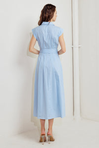 BLUE SERENITY WOVEN MIDI DRESS