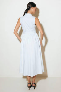 NUE EASE WHITE WOVEN MDI DRESS