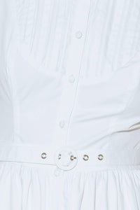 NUE EASE WHITE WOVEN MDI DRESS