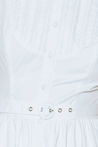 NUE EASE WHITE WOVEN MDI DRESS