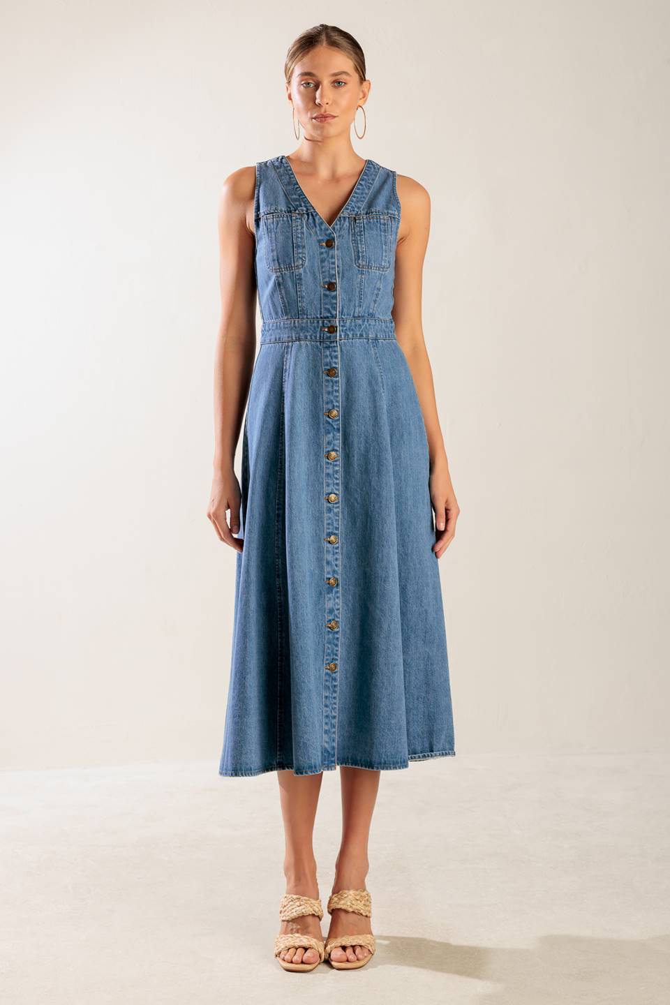 THE JOURNEY BEGINS BLUE DENIM MIDI DRESS
