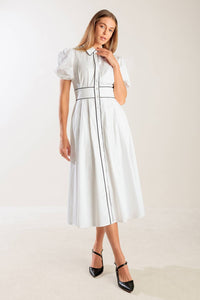 IN THE BREEZE WHITE WOVEN MIDI DRESS