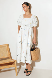 THE WORLD IS YOURS WOVEN MIDI DRESS
