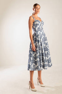 EXPLORING NEW INTERESTS WOVEN MIDI DRESS