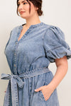 BAREFORM LIGHT DENIM MIDI DRESS