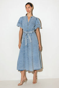 BAREFORM LIGHT DENIM MIDI DRESS