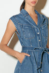 LIGHT CODE MEDIUM DENIM MIDI DRESS