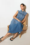 LIGHT CODE MEDIUM DENIM MIDI DRESS