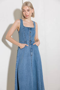 SOFTLY ROMANTIC DENIM MIDI DRESS
