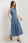 MIDNIGHT RODEO DENIM MIDI DRESS