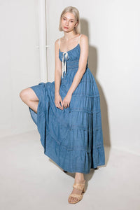 ETERNAL DESIRE DENIM MIDI DRESS