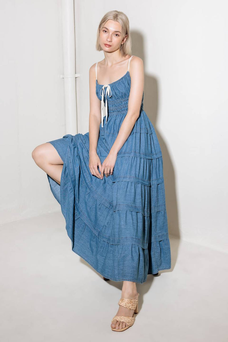 ETERNAL DESIRE DENIM MIDI DRESS