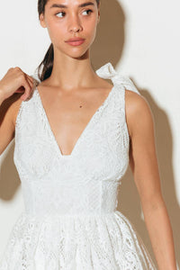 SWEETHEART GINGHAM WOVEN LACE MINI DRESS