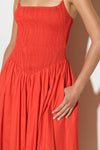 MOVE WITH INTENTION RED WOVEN MIDI DRESS