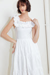 SWEETHEART TIERED ROMANCE WOVEN MIDI DRESS