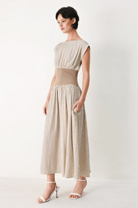 HAMPTONS MORNING STRIPE WOVEN MIDI DRESS