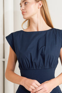 DREAMWEAVER ROMANTIC NAVY WOVEN MIDI DRESS