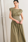 DREAMWEAVER ROMANTIC OLIVE WOVEN MIDI DRESS
