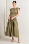 DREAMWEAVER ROMANTIC OLIVE WOVEN MIDI DRESS