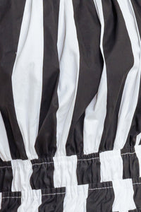 LUXE LINEAR STRIPED WOVEN MIDI DRESS