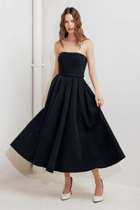 BLACK TIE MUSE WOVEN MIDI DRESS