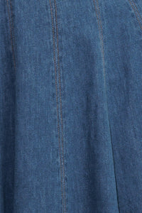 CREAM FIELD DENIM MIDI DRESS