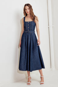 MOONLIGHT SERENADE DENIM MIDI DRESS