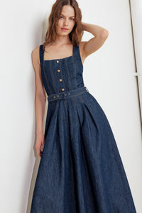 MOONLIGHT SERENADE DENIM MIDI DRESS